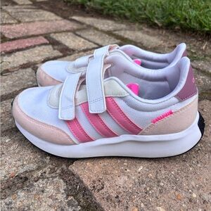 Adidas Kids' Pink and White Velcro Sneakers